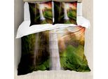 Abakuhaus Copripiumino Waterfall, Sunset Sky In Island, Antiacaro, Adatto A Chi Soffre Di Allergie, Con Federe, 200 Cm X 200 Cm - 80 X 80 Cm, Multicolore