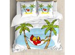 Abakuhaus Copripiumino Da Spiaggia, Hammock Palme Schatten, Antiacaro, Adatto A Chi Soffre Di Allergie, Con Federe, 200 Cm X 200 Cm - 80 X 80 Cm, Multicolore
