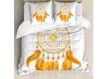 Abakuhaus Copripiumino Azteco, American Indigenous, Antiacaro, Adatto A Chi Soffre Di Allergie, Con Federe, 200 Cm X 200 Cm - 80 X 80 Cm, Marigold Bianco