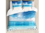 Abakuhaus Copripiumino Ocean, Caribbean Summer Sea, Antiacaro, Adatto A Chi Soffre Di Allergie, Con Federe, 200 Cm X 200 Cm - 80 X 80 Cm, Crema Turchese Bianco