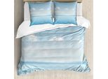 Abakuhaus Copripiumino Ocean, Paesaggio Tropicale, Antiacaro, Adatto A Chi Soffre Di Allergie, Con Federe, 155 Cm X 220 Cm - 80 X 80 Cm, Blu E Bianco
