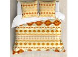 Abakuhaus Copripiumino Azteco, Mexican Boho, Antiacaro, Adatto A Chi Soffre Di Allergie, Con Federe, 200 Cm X 200 Cm - 80 X 80 Cm, Giallo Arancione