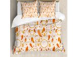 Abakuhaus Copripiumino Tribale, Acchiappasogni, Antiacaro, Adatto A Chi Soffre Di Allergie, Con Federe, 200 Cm X 200 Cm - 80 X 80 Cm, Arancione E Bianco