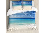 Abakuhaus Copripiumino Ocean, Shore Mare Con Onde, Antiacaro, Adatto A Chi Soffre Di Allergie, Con Federe, 200 Cm X 200 Cm - 80 X 80 Cm, Crema Turchese Bianco