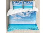 Abakuhaus Copripiumino Ocean, Hawaiian Seascape, Antiacaro, Adatto A Chi Soffre Di Allergie, Con Federe, 155 Cm X 220 Cm - 80 X 80 Cm, Turchese Bianco