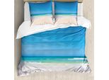 Abakuhaus Copripiumino Ocean, Paradise Sunny Sky Scene, Antiacaro, Adatto A Chi Soffre Di Allergie, Con Federe, 200 Cm X 200 Cm - 80 X 80 Cm, Crema Blu