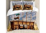 Abakuhaus Copripiumino Western, Nostalgico Far West, Antiacaro, Adatto A Chi Soffre Di Allergie, Con Federe, 155 Cm X 220 Cm - 80 X 80 Cm, Marrone Giallo