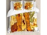 Abakuhaus Copripiumino Western, Old Wild Cowboys Rope, Antiacaro, Adatto A Chi Soffre Di Allergie, Con Federe, 155 Cm X 220 Cm - 80 X 80 Cm, Giallo Arancione