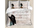Abakuhaus Copripiumino Western, Cappello Da Cowboy Rodeo, Antiacaro, Adatto A Chi Soffre Di Allergie, Con Federe, 200 Cm X 200 Cm - 80 X 80 Cm, Marrone Nero