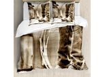 Abakuhaus Copripiumino Western, Wilder Weinlese-Rodeo, Antiacaro, Adatto A Chi Soffre Di Allergie, Con Federe, 155 Cm X 220 Cm - 80 X 80 Cm, Color Seppia E Beige