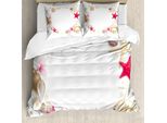 Abakuhaus Pearls Copripiumino, Conchiglie Fiori Stelle, Antiacaro, Adatto A Chi Soffre Di Allergie, Con Federe, 200 Cm X 200 Cm - 80 X 80 Cm, Beige Fucsia