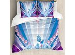 Abakuhaus Pearls Copripiumino, Valentines Roses Cuore, Antiacaro Adatto A Chi Soffre Di Allergie Con Federe, 155 Cm X 220 Cm - 80 X 80 Cm, Blu, Viola, Rosa