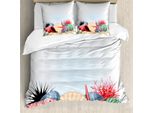 Abakuhaus Pearls Copripiumino, Estate Mare Perla, Antiacaro Adatto A Chi Soffre Di Allergie Con Federe, 200 Cm X 200 Cm - 80 X 80 Cm, Rosso Beige Grigio