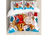 Abakuhaus Set Copripiumino Con Caricature Per Letti Matrimoniali, Mondo Fantastico, Antiacaro Adatto A Chi Soffre Di Allergie Con Federe, Multicolore