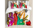 Abakuhaus Copripiumino Musicale, Jazz Band Sul Palco, Antiacaro, Adatto A Chi Soffre Di Allergie, Con Federe, 155 Cm X 220 Cm - 80 X 80 Cm, Multicolore