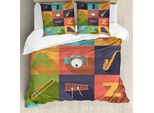 Abakuhaus Copripiumino Musicale, Jazz Device Music, Antiacaro, Adatto A Chi Soffre Di Allergie, Con Federe, 155 Cm X 220 Cm - 80 X 80 Cm, Multicolore