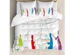 Abakuhaus Copripiumino Musicale, Musica Jazz Retrò, Antiacaro, Adatto A Chi Soffre Di Allergie, Con Federe, 155 Cm X 220 Cm - 80 X 80 Cm, Multicolore