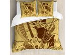 Abakuhaus Copripiumino Musicale, Jazz Music Equipments, Antiacaro, Adatto A Chi Soffre Di Allergie, Con Federe, 155 Cm X 220 Cm - 80 X 80 Cm, Crema Marrone