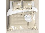 Abakuhaus Copripiumino Con Uccelli, 2 Uccelli Su Un Ramo, Antiacaro, Adatto A Chi Soffre Di Allergie, Con Federe, 200 Cm X 200 Cm - 80 X 80 Cm, Crema, Nero, Bianco