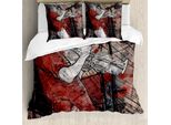 Abakuhaus Copripiumino Musicale, Musicista Jazz Grunge, Antiacaro, Adatto A Chi Soffre Di Allergie, Con Federe, 200 Cm X 200 Cm - 80 X 80 Cm, Rosso, Nero, Bianco