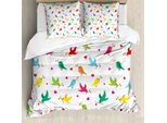 Abakuhaus Copripiumino Uccelli, Rami Colorati, Antiacaro, Adatto A Chi Soffre Di Allergie, Con Federe, 155 Cm X 220 Cm - 80 X 80 Cm, Multicolore