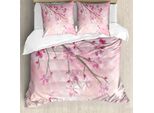 Abakuhaus Copripiumino Naturale, Ramo Con Fiori, Antiacaro, Adatto A Chi Soffre Di Allergie, Con Federe, 155 Cm X 220 Cm - 80 X 80 Cm, Rosa Fucsia
