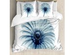 Abakuhaus Copripiumino Con Motivo Floreale, Margherite E Piante, Antiacaro E Anallergico, Con Federe, 200 Cm X 200 Cm - 80 X 80 Cm, Bianco Verde Acqua