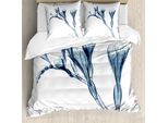 Abakuhaus Copripiumino Blume, Motivo Floreale Moderno, Antiacaro, Adatto A Chi Soffre Di Allergie, Con Federe, 200 Cm X 200 Cm - 80 X 80 Cm, Verde Acqua Bianco