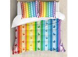 Abakuhaus Copripiumino Geometrico, Motivo A Strisce Arcobaleno, Antiacaro, Adatto A Chi Soffre Di Allergie, Con Federe, 200 Cm X 200 Cm - 80 X 80 Cm, Multicolore
