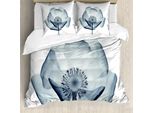 Abakuhaus Copripiumino Con Motivo Floreale, Tema Natura Complesso, Antiacaro, Adatto A Chi Soffre Di Allergie, Con Federe, 155 Cm X 220 Cm - 80 X 80 Cm, Verde Acqua Bianco
