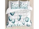 Abakuhaus Copripiumino Blume, Poppy Flora Windigen Tag, Antiacaro, Adatto A Chi Soffre Di Allergie, Con Federe, 200 Cm X 200 Cm - 80 X 80 Cm, Verde Acqua Bianco