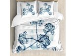 Abakuhaus Copripiumino Blume, Hortentia Blossom Natur, Antiacaro, Adatto A Chi Soffre Di Allergie, Con Federe, 200 Cm X 200 Cm - 80 X 80 Cm, Verde Acqua Bianco
