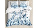 Abakuhaus Copripiumino Blume, X-Ray Blumenatur, Antiacaro, Adatto A Chi Soffre Di Allergie, Con Federe, 155 Cm X 220 Cm - 80 X 80 Cm, Verde Acqua Bianco