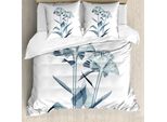 Abakuhaus Copripiumino Con Motivo Floreale, Stampa Floreale A Raggi X, Antiacaro, Adatto A Chi Soffre Di Allergie, Con Federe, 155 Cm X 220 Cm - 80 X 80 Cm, Verde Acqua Bianco