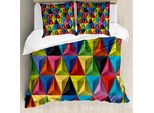Abakuhaus Copripiumino Geometrico, Pyramid Forms Moderno, Antiacaro, Adatto A Chi Soffre Di Allergie, Con Federe, 155 Cm X 220 Cm - 80 X 80 Cm, Multicolore