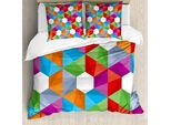 Abakuhaus Set Copripiumino Colorato Per Letti Matrimoniali, Mosaico Retrò Triangolare, Antiacaro, Adatto A Chi Soffre Di Allergie, Con Federe, Multicolore