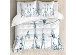 Abakuhaus Copripiumino Con Motivo Floreale, Foto Di Orchidea, Antiacaro, Adatto A Chi Soffre Di Allergie, Con Federe, 200 Cm X 200 Cm - 80 X 80 Cm, Bianco Verde Acqua