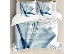 Abakuhaus Copripiumino Con Motivo Floreale, Fiori E Piante Moderne, Antiacaro E Anallergico, Con Federe, 200 Cm X 200 Cm - 80 X 80 Cm, Verde Acqua E Bianco