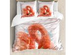 Abakuhaus Copripiumino Flamingo, Acquerello Con Uccelli Esotici, Antiacaro, Adatto A Chi Soffre Di Allergie, Con Federe, 155 Cm X 220 Cm - 80 X 80 Cm, Arancione E Bianco