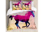 Abakuhaus Copripiumino Geometrico, Cavallo Geometrico, Antiacaro, Adatto A Chi Soffre Di Allergie, Con Federe, 200 Cm X 200 Cm - 80 X 80 Cm, Crema, Rosa, Lilla