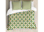 Abakuhaus Copripiumino Geometrico, Origami Astratto, Antiacaro, Adatto A Chi Soffre Di Allergie, Con Federe, 200 Cm X 200 Cm - 80 X 80 Cm, Arancione Verde Acqua Crema