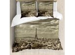 Abakuhaus Paris Copripiumino, Skyline Della Città Di Parigi, Antiacaro, Adatto A Chi Soffre Di Allergie, Con Federe, 155 Cm X 220 Cm - 80 X 80 Cm, Beige