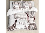 Abakuhaus Copripiumino Safari, Leone Selvatico E Zebre, Antiacaro, Adatto A Chi Soffre Di Allergie, Con Federe, 155 Cm X 220 Cm - 80 X 80 Cm, Crema Marrone