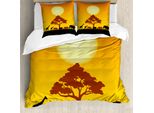 Abakuhaus Copripiumino Safari, Animali Selvatici Elefanti, Antiacaro, Adatto A Chi Soffre Di Allergie, Con Federe, 200 Cm X 200 Cm - 80 X 80 Cm, Cioccolato, Arancione E Nero