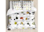 Abakuhaus Copripiumino Ocean, Specie Acquatiche Sottomarine, Antiacaro, Adatto A Chi Soffre Di Allergie, Con Federe, 200 Cm X 200 Cm - 80 X 80 Cm, Giallo Blu Nero