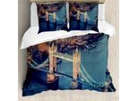 Abakuhaus London Copripiumino, Vintage British River Uk, Antiacaro Adatto A Chi Soffre Di Allergie Con Federe, 200 Cm X 200 Cm - 80 X 80 Cm, Multicolore