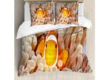 Abakuhaus Copripiumino Ocean, Bali Indonesia Pesci, Antiacaro, Adatto A Chi Soffre Di Allergie, Con Federe, 200 Cm X 200 Cm - 80 X 80 Cm, Beige Arancione