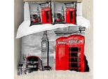 Abakuhaus London Copripiumino, Cabina Telefonica Retrò Di Londra, Antiacaro, Adatto A Chi Soffre Di Allergie, Con Federe, 200 Cm X 200 Cm - 80 X 80 Cm, Rosso Grigio