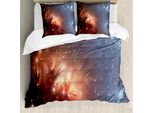 Abakuhaus Copripiumino Space, Astronomy Cosmos Space, Antiacaro, Adatto A Chi Soffre Di Allergie, Con Federe, 200 Cm X 200 Cm - 80 X 80 Cm, Burnt Orange Blue