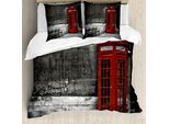 Abakuhaus London Copripiumino, Simboli Di Città Famose, Antiacaro, Adatto A Chi Soffre Di Allergie, Con Federe, 200 Cm X 200 Cm - 80 X 80 Cm, Rosso Grigio